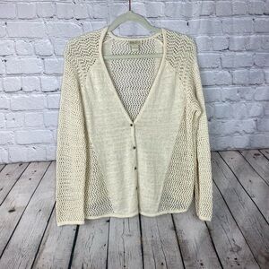 Lucky Brand Womens Size Large Cozy Open Knit Classic Sweater Cottagecore EUC